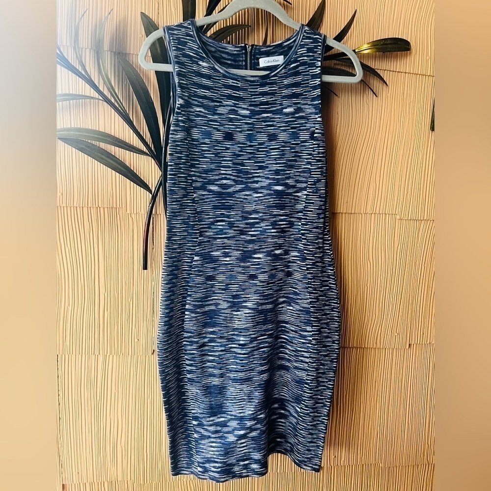 Calvin Klein Women's
Sleeveless Dress Indigo Multi
Cotton Blend Size Small